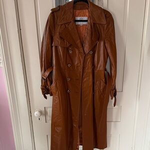 Women’s Cognac Leather Trench Coat